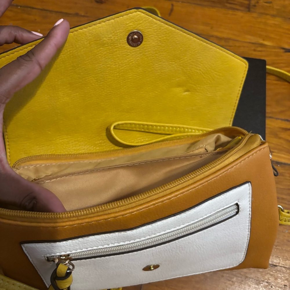 Yellow and Tan Women's Crossbody Bag - Picture 6 of 7